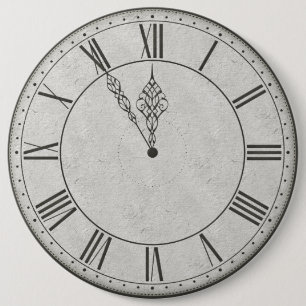 Roman Numeral Clock Face B&W 6 Cm Round Badge