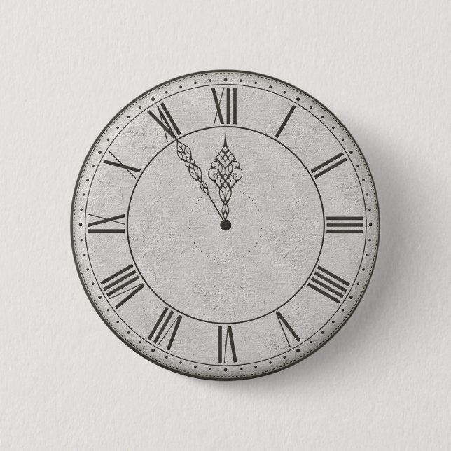 Roman Numeral Clock Face B&W 6 Cm Round Badge (Front)