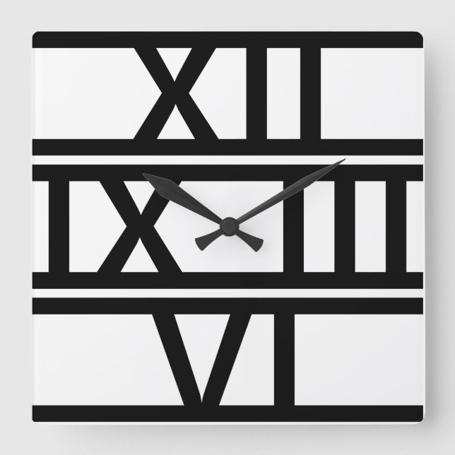 Roman Numeral Deco Square Wall Clock (Front)