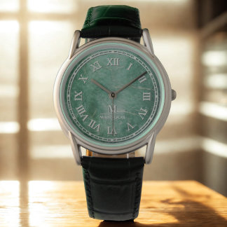 Roman Numeral Men's Watch – Jade-Inspired Face