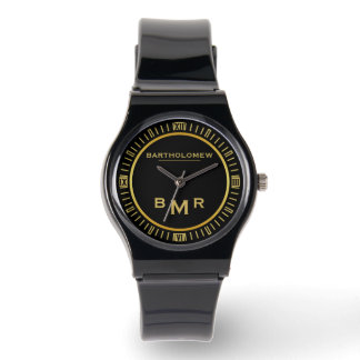 Roman Numerals Black and Gold Watch