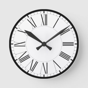 Roman numerals black and white classic round clock