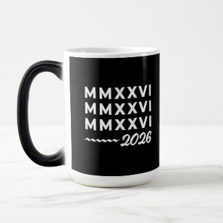 Roman Numerals MMXXVI – 2026 White Modern Typograp Magic Mug