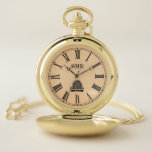 Roman Numerals Monogram | Vintage Beehive Pocket Watch<br><div class="desc">A perfect gift for a beekeeper. Vintage style watch face with skep beehive,  roman numerals,  and an elegant monogram. This is a template to change the font style or colour click customise further at the end of the template.</div>