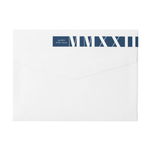 Roman Numerals Navy Blue New Year Holiday Wrap Around Label