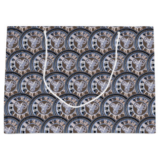 Roman Numerals Vintage Gear Clock Large Gift Bag