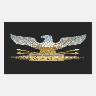 Roman Republican Eagle in Chrome Rectangular Sticker