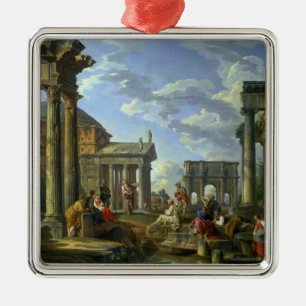 Roman Ruins with a Prophet, 1751 Metal Tree Decoration