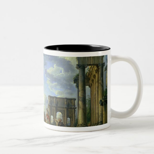 Roman Ruins with a Prophet, 1751 Two-Tone Coffee Mug (Right)