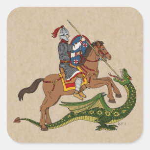 Roman Saint George and the Dragon Square Sticker