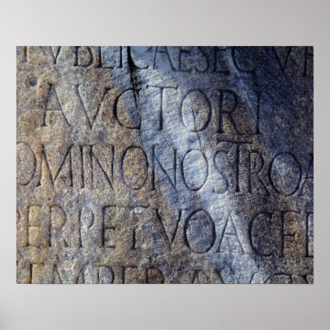 Roman typography at the Forum, Rome, Italy Poster (Front)
