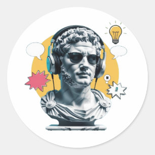 Roman Vibes – Modern Art Poster Classic Round Sticker