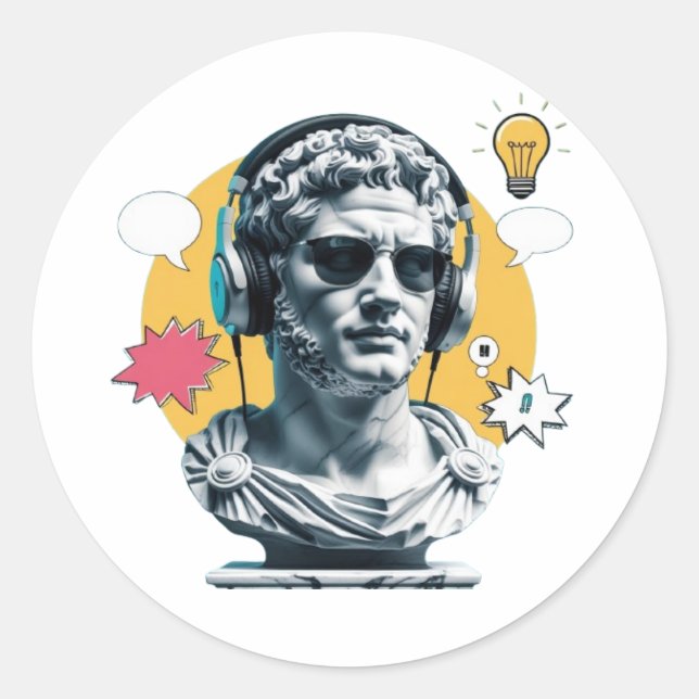Roman Vibes – Modern Art Poster Classic Round Sticker (Front)