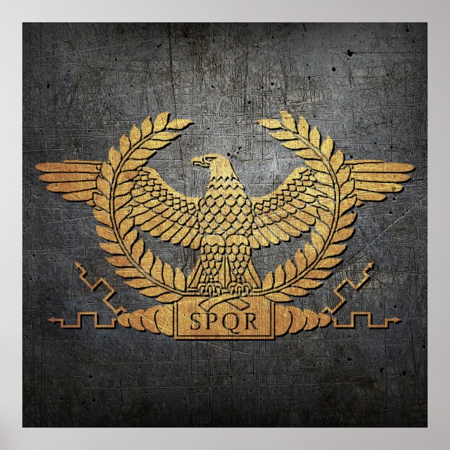 Roman Weathered Gold Eagle on Iron Poster (Front)
