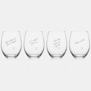 Romance And Humour Anniversary Wedding Engagement  Stemless Wine Glass