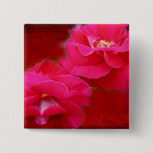 Romance and Red Roses 15 Cm Square Badge