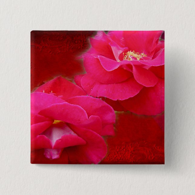 Romance and Red Roses 15 Cm Square Badge (Front)