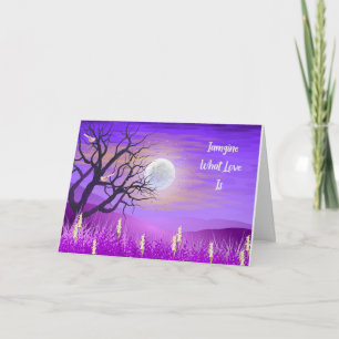 Romance Card with Purple Landscape & Moon