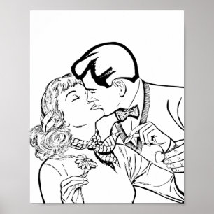 Romance Comics Lovers Art Adult Colouring  Poster