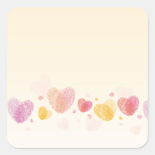 Romance Fingerprint Love Heart Square Sticker