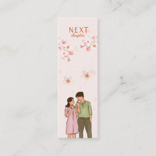 Romance Genre Pink Floral Mini Bookmark Calling Card