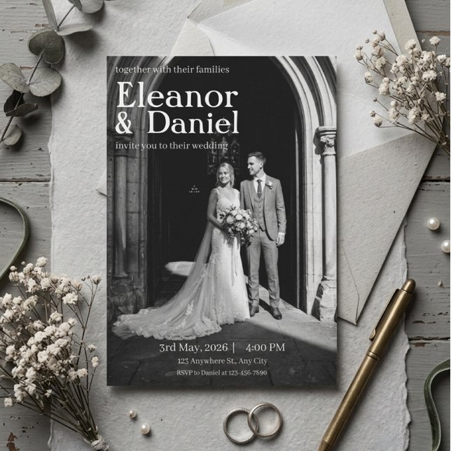 Romance in Black & White Wedding Invitation (Creator Uploaded)