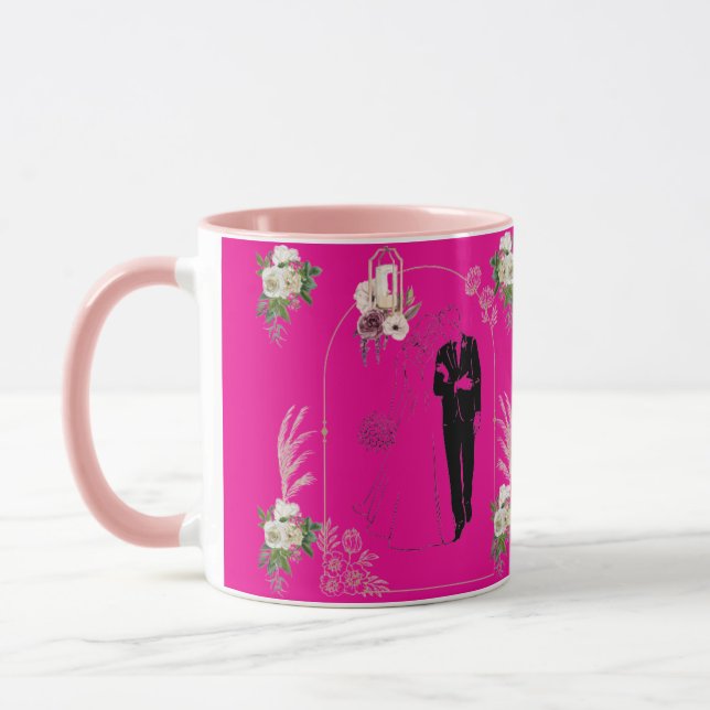 Romance in bloom hot pink mug (Left)