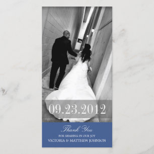 ROMANCE IN NAVY BLUE   WEDDING THANK YOU CARD