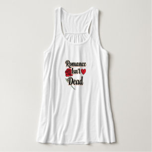 "Romance Isn't Dead" with Red Rose and Heart Singlet