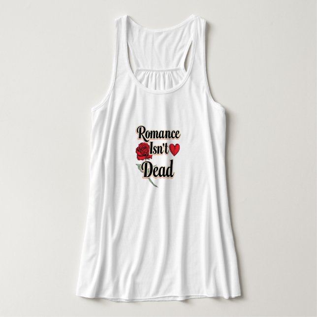 "Romance Isn't Dead" with Red Rose and Heart Singlet (Design Front)