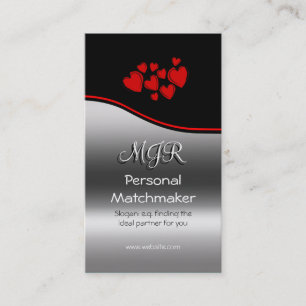 Romance Matchmaker, Monogram, red swoosh Business Card