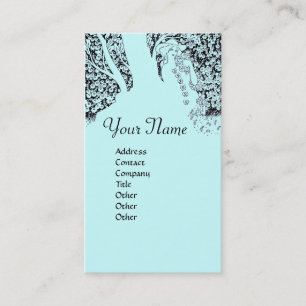 ROMANCE MONOGRAM , black and blue Business Card