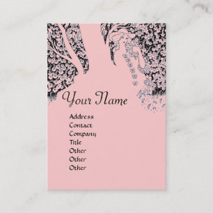 ROMANCE MONOGRAM , black and pink Business Card