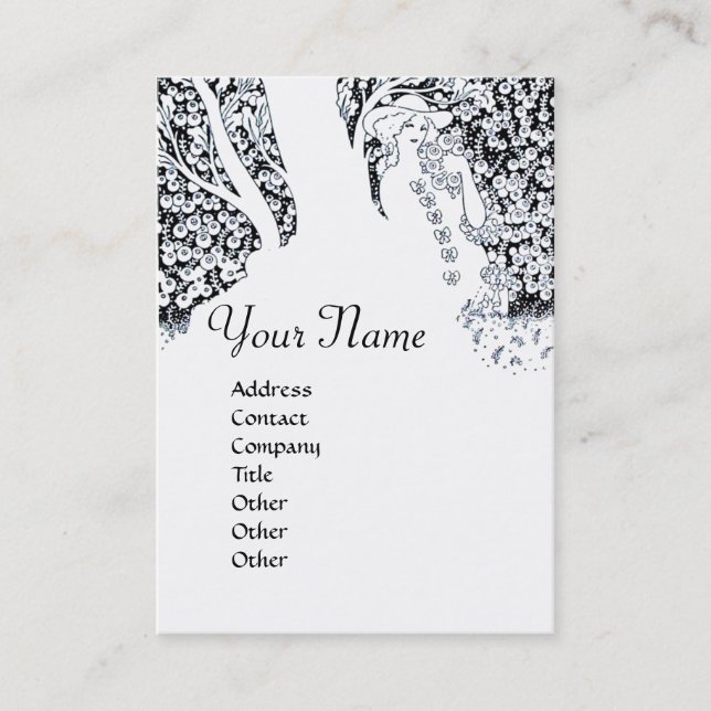 ROMANCE  MONOGRAM , black and white Business Card (Front)