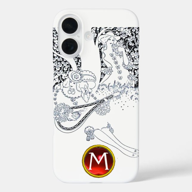 ROMANCE /ROMANTIC LOVERS BLACK WHITE RED MONOGRAM Case-Mate iPhone CASE (Back)