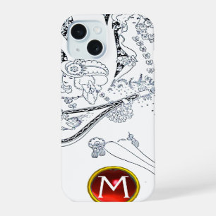 ROMANCE /ROMANTIC LOVERS BLACK WHITE RED MONOGRAM iPhone 15 CASE