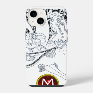 ROMANCE /ROMANTIC LOVERS BLACK WHITE RED MONOGRAM iPhone 14 CASE