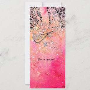 ROMANCE/ ROMANTIC LOVERS IN PINK FUCHSIA SPARKLES INVITATION