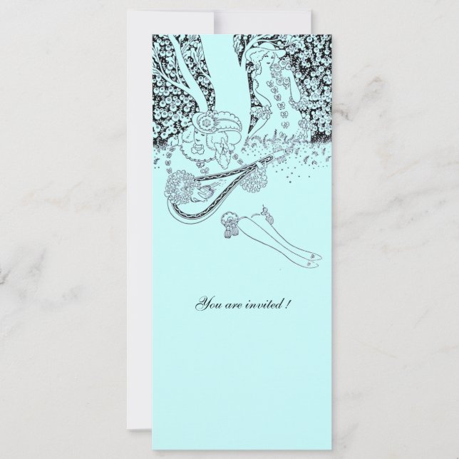 ROMANCE /ROMANTIC LOVERS TEAL BLUE WEDDING PARTY INVITATION (Front)
