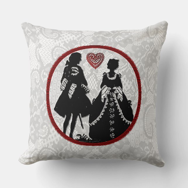 Romance Silhouette Romantic Lace Throw Pillow (Front)