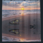 Romance Sunset Beach Heart Monogram Shower Curtain<br><div class="desc">Bring your beach honeymoon home with you. Your couple initials are inside two hearts drawn in the wet sand of an evening sunset stroll on your tropical honeymoon or romantic getaway. A glorious sunset fills the sky with pinks and blues with white wispy clouds. You instert your own initials in...</div>