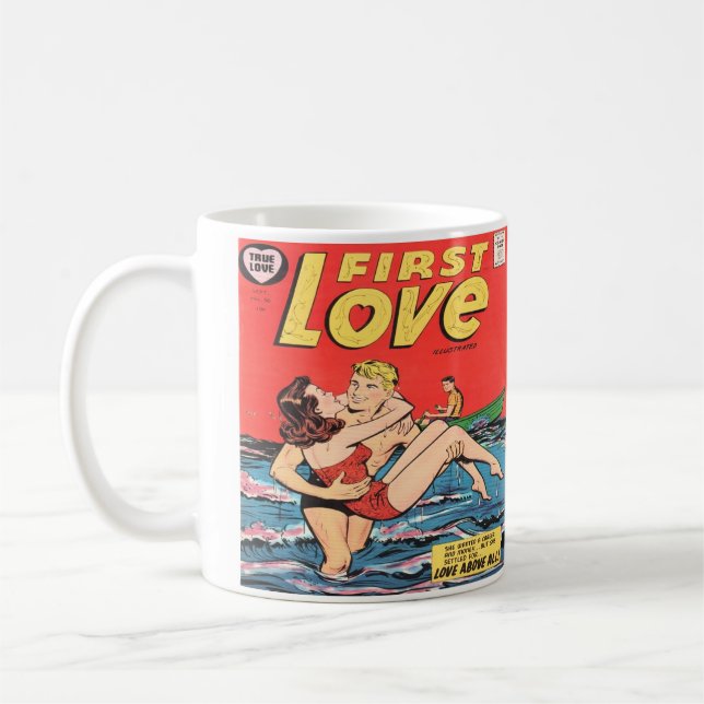 Romance Vintage Comic Book Design Coffee Mug Cup (Left)