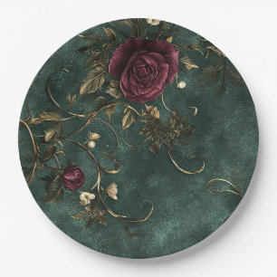 Romance & Vintage Elegant roses Paper Plate