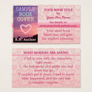 Romance Writer Author Book Promotion Pink Hearts