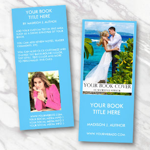 Romance Writer Book Cover Author Photo Back Blue Rack Card