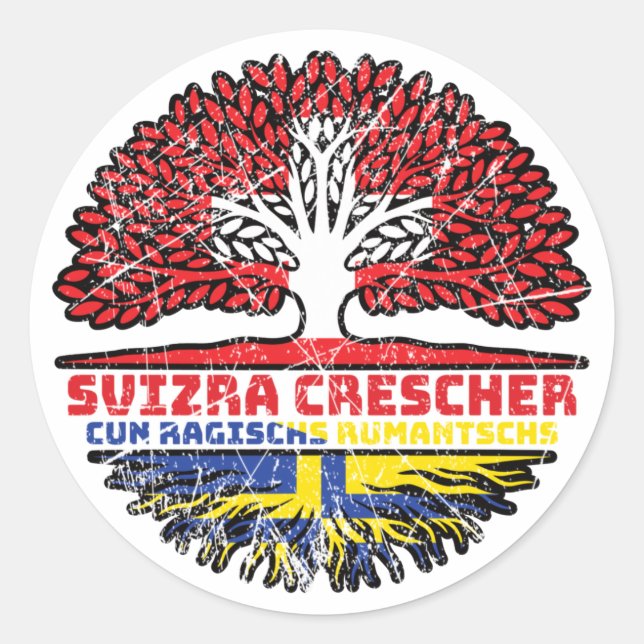 Romanen Rätoromanisch Graubündisch Graubünden Baum Classic Round Sticker (Front)