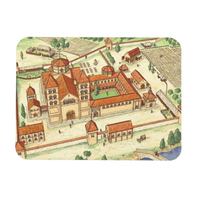 Romanesque Abbey. Model Magnet (Horizontal)