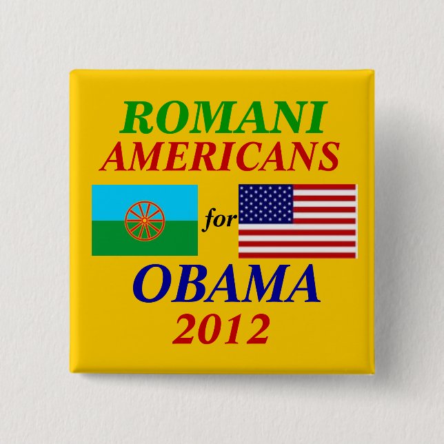 Romani americans for Obama 15 Cm Square Badge (Front)