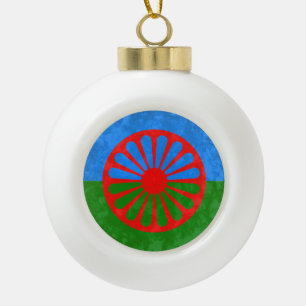 Romani Ceramic Ball Christmas Ornament