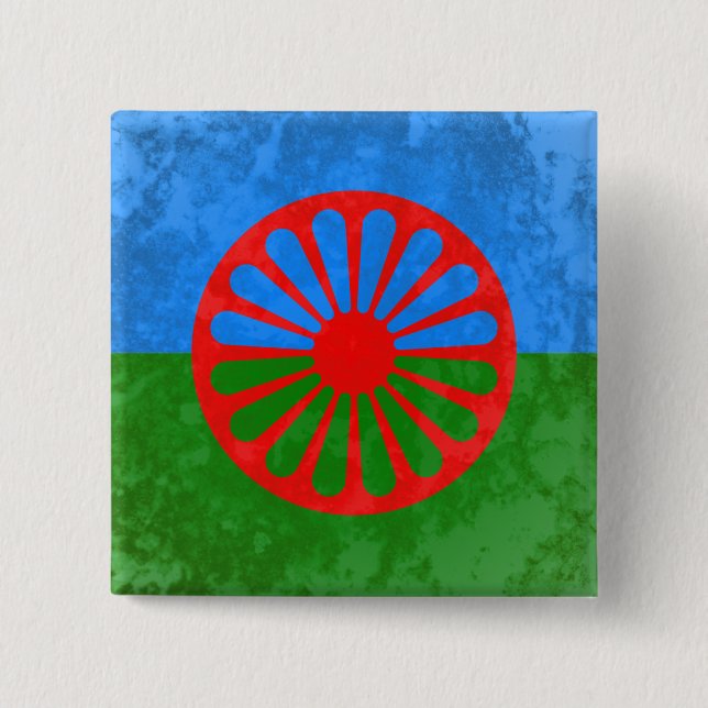 Romani flag 15 cm square badge (Front)